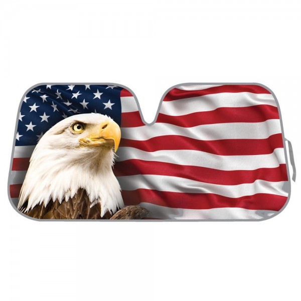 AS-764: MOTOR TREND  JUMBO AUTO SHADE - U.S. EAGLE FLAG - BDK USA