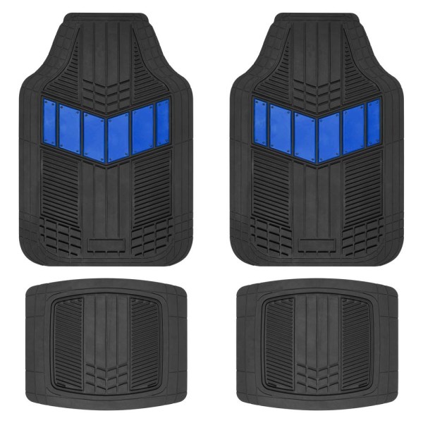 MT-688-BL: MOTOR TREND® HEAVY DUTY 2-TONE RUBBER FLOOR MATS – 4 PIECE SET – BLUE – BDK USA