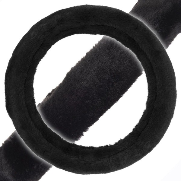 SW-920-BK: FAUX WOOL PLUSH STEERING WHEEL COVER – BLACK – BDK USA