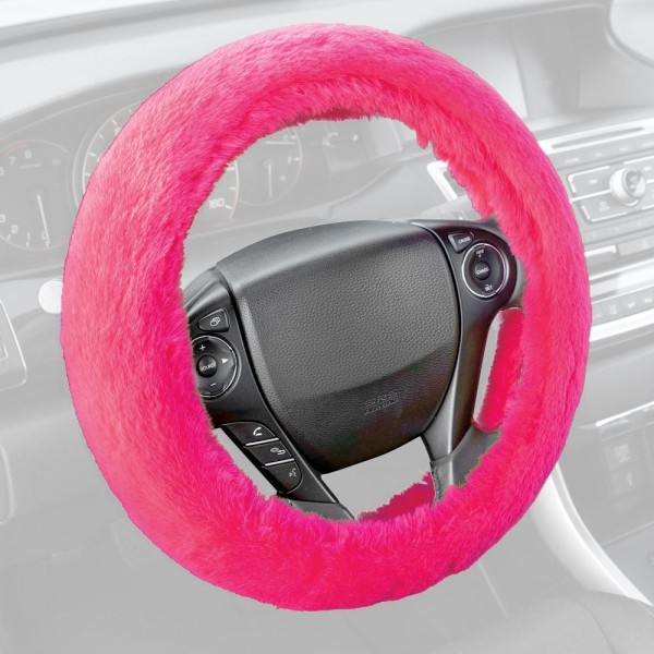 SW-920-HP: FAUX WOOL PLUSH STEERING WHEEL COVER – HOT PINK – BDK USA