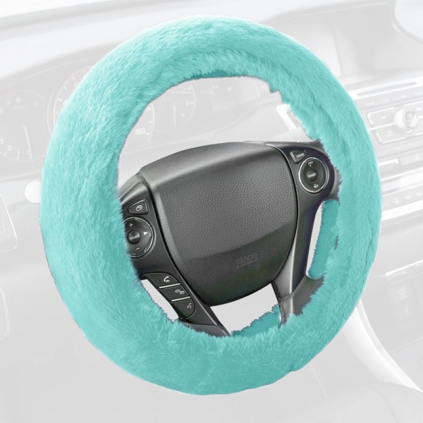 SW-920-MN: FAUX WOOL PLUSH STEERING WHEEL COVER – MINT – BDK USA