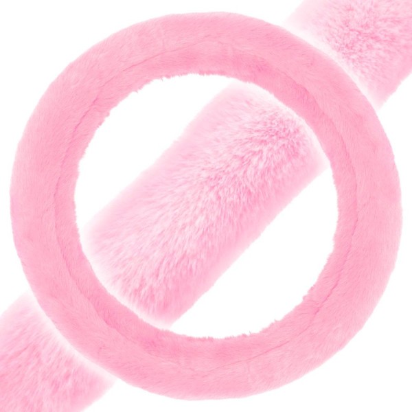 SW-920-PK: FAUX WOOL PLUSH STEERING WHEEL COVER – PINK – BDK USA