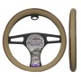 MAJ-354: DOUBLE WOOD ODORLESS STEERING WHEEL COVER - BEIGE - MEDIUM - MAJIC PRODUCTS INC