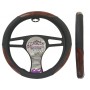 MAJ-363: ODORLESS WOOD GRAIN STEERING WHEEL COVER - BLACK/WOOD - MEDIUM - MAJIC PRODUCTS INC