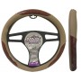 MAJ-364: ODORLESS WOOD GRAIN STEERING WHEEL COVER - BEIGE/WOOD - MEDIUM - MAJIC PRODUCTS INC