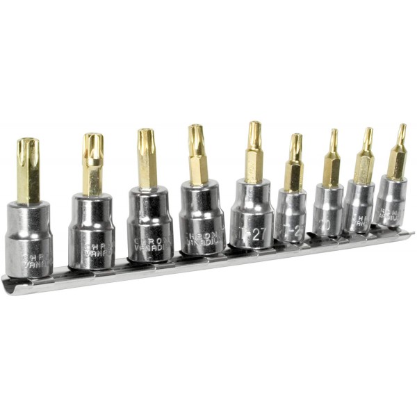 PP1955: 9 PIECE STAR BIT SOCKET SET - PROJECT PRO TOOL TABLE